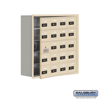 SalsburyIndustries 19158-20SRC Cell Phone Storage Locker With Front Access Panel - 5 Door High Unit- Sandstone
