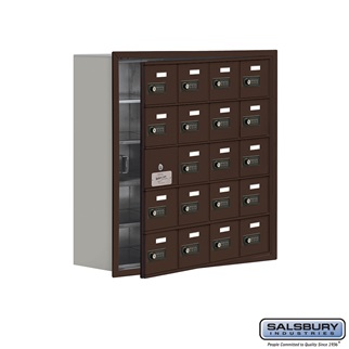 SalsburyIndustries 19158-20ZRC Cell Phone Storage Locker With Front Access Panel - 5 Door High Unit- Bronze