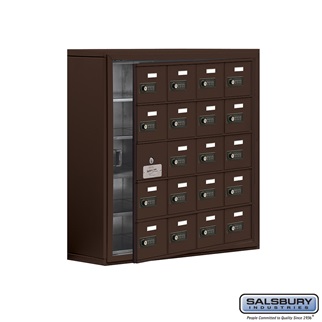 SalsburyIndustries 19158-20ZSC Cell Phone Storage Locker With Front Access Panel - 5 Door High Unit- Bronze