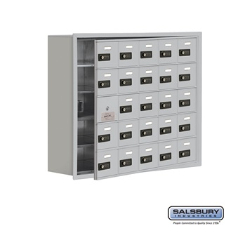 SalsburyIndustries 19158-25ARC Cell Phone Storage Locker With Front Access Panel - 5 Door High Unit- Aluminum