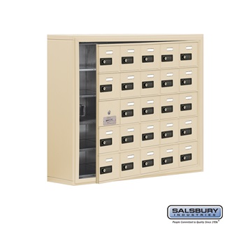 SalsburyIndustries 19158-25SSC Cell Phone Storage Locker With Front Access Panel - 5 Door High Unit- Sandstone