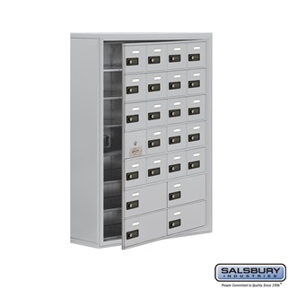 SalsburyIndustries Cell Phone Storage Locker With Front Access Panel - 7 Door High Unit- Aluminum