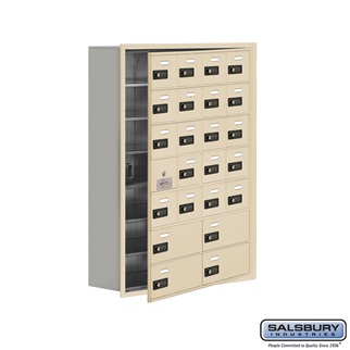 SalsburyIndustries 19178-24SRC Cell Phone Storage Locker With Front Access Panel - 7 Door High Unit- Sandstone
