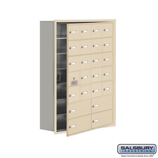 Cell Phone Storage Locker With Front Access Panel - 7 Door High Unit, Sandstone