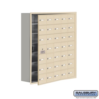 Cell Phone Storage Locker With Front Access Panel - 7 Door High Unit, Sandstone