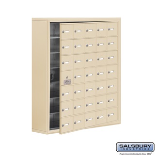 SalsburyIndustries 19178-35SSK Cell Phone Storage Locker With Front Access Panel - 7 Door High Unit- Sandstone
