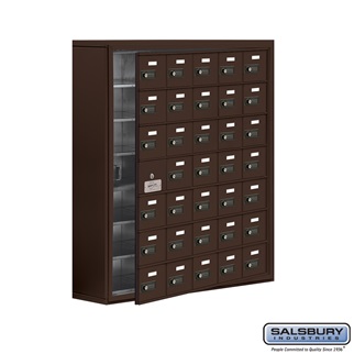 SalsburyIndustries 19178-35ZSC Cell Phone Storage Locker With Front Access Panel - 7 Door High Unit- Bronze