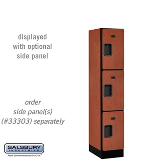 Triple Tier 1 Wide 5 ft. X 18 in. Designer Wood Locker - Cherry