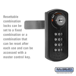 SalsburyIndustries 33395BLK Resettable Combination Lock For Designer Wood Locker Door - Black