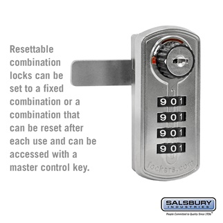 SalsburyIndustries 77795SLV Resettable Combination Lock Factory Installed On Metal Locker Door - Silver