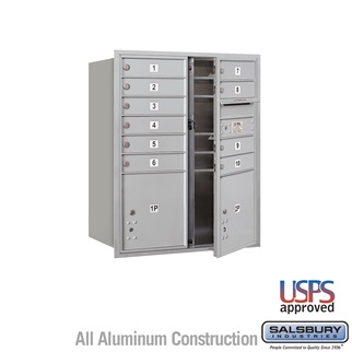 SalsburyIndustries 3710DA-10AFU Double Column 4C Horizontal Mailbox Front Loading 10 Mb1 Doors- Aluminum