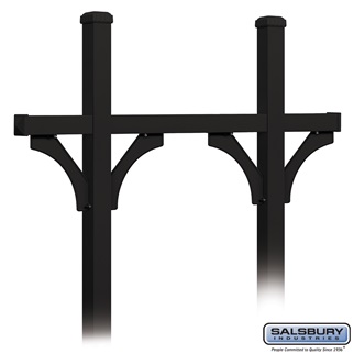 SalsburyIndustries 4875BLK Deluxe Mailbox Post Bridge Style For 5 Mailboxes - Black