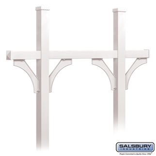 SalsburyIndustries 4875WHT Deluxe Mailbox Post Bridge Style For 5 Mailboxes - White