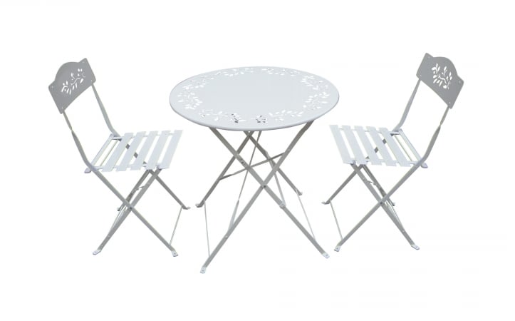 ALP- Metal Bistro Set with Two Chairs - White