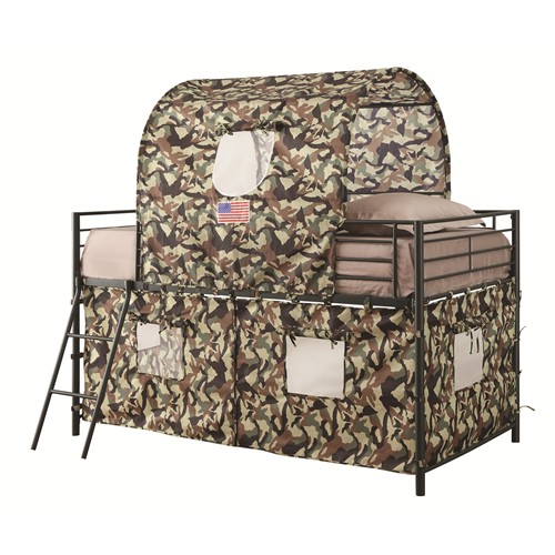 Picture of Coaster Company 460331 Bunks Camouflage Tent Loft Bed - Glossy Black