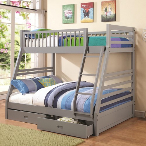 Coaster Company 460182 Bunks Twin Over Full Bunk Bed - Grey -  Coaster Co of America