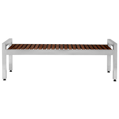 Skyline Espresso Wood Finish and Stainless Steel Bench, 5 ft.