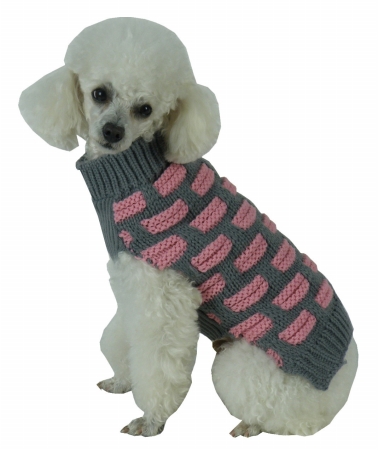 Fashion Weaved Heavy Knit Turtle Neck Dog Sweater- Extra Small - Pet Life SW10GYPXS