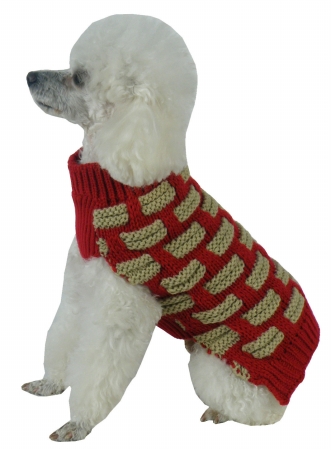 Fashion Weaved Heavy Knit Turtle Neck Dog Sweater- Extra Small - Pet Life SW10RDXS