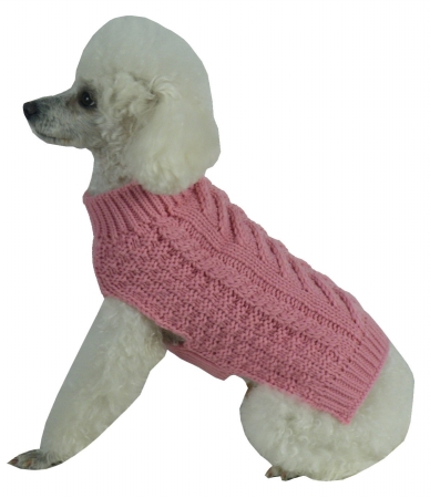 Swivel-Swirl Heavy Cable Knitted Fashion Designer Dog Sweater- Extra Small - Pet Life SW11PKXS