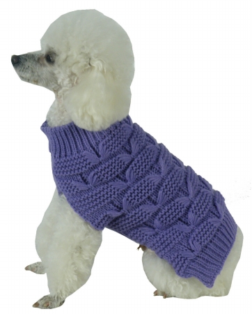 Picture of Pet Life SW12PLLG Butterfly Stitched Heavy Cable Knitted Fashion Turtle Neck Dog Sweater- Large