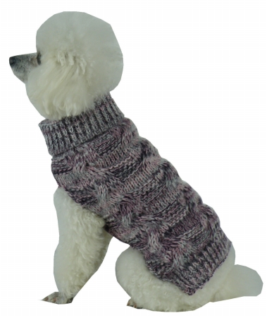Picture of Pet Life SW16GYLG Royal Bark Heavy Cable Knitted Designer Fashion Dog Sweater- Large