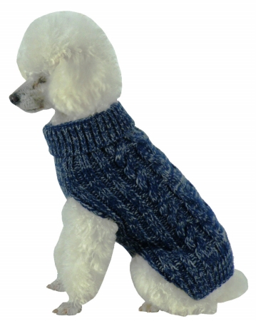 Picture of Pet Life SW17DBLMD Classic True Blue Heavy Cable Knitted Ribbed Fashion Dog Sweater- Medium