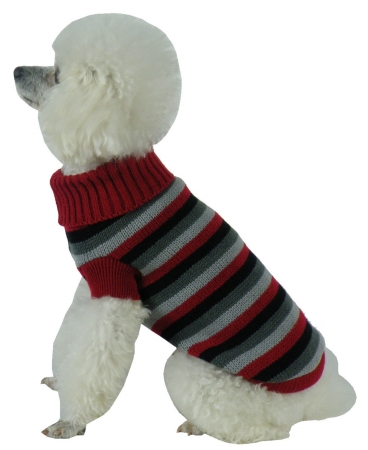 Picture of Pet Life SW6RBKMD Polo-Casual Lounge Cable Knit Turtle Neck Dog Sweater- Medium