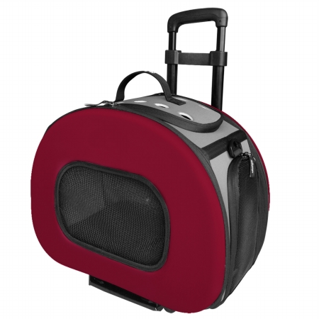 Picture of Pet Life B51RDMD Tough-Shell Wheeled Collapsible Final Destination Pet Carrier- Red - Medium