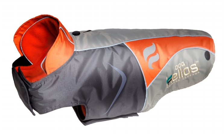 Picture of Pet Life JKHLORLG Helios Lotus-Rusher Waterproof 2-in-1 Convertible Dog Jacket with Blackshark technology- Orange - Large