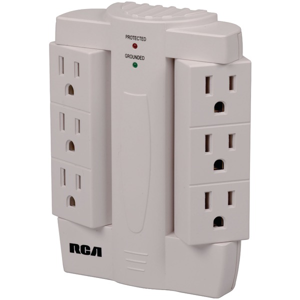PSWTS6R 6-Outlet Surge Protector Wall Tap -  RCA