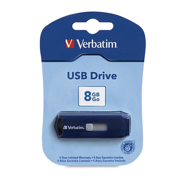 Picture of DDI 949250 Verbatim Corporation USB Drive  Capless  8GB  Blue Case of 4