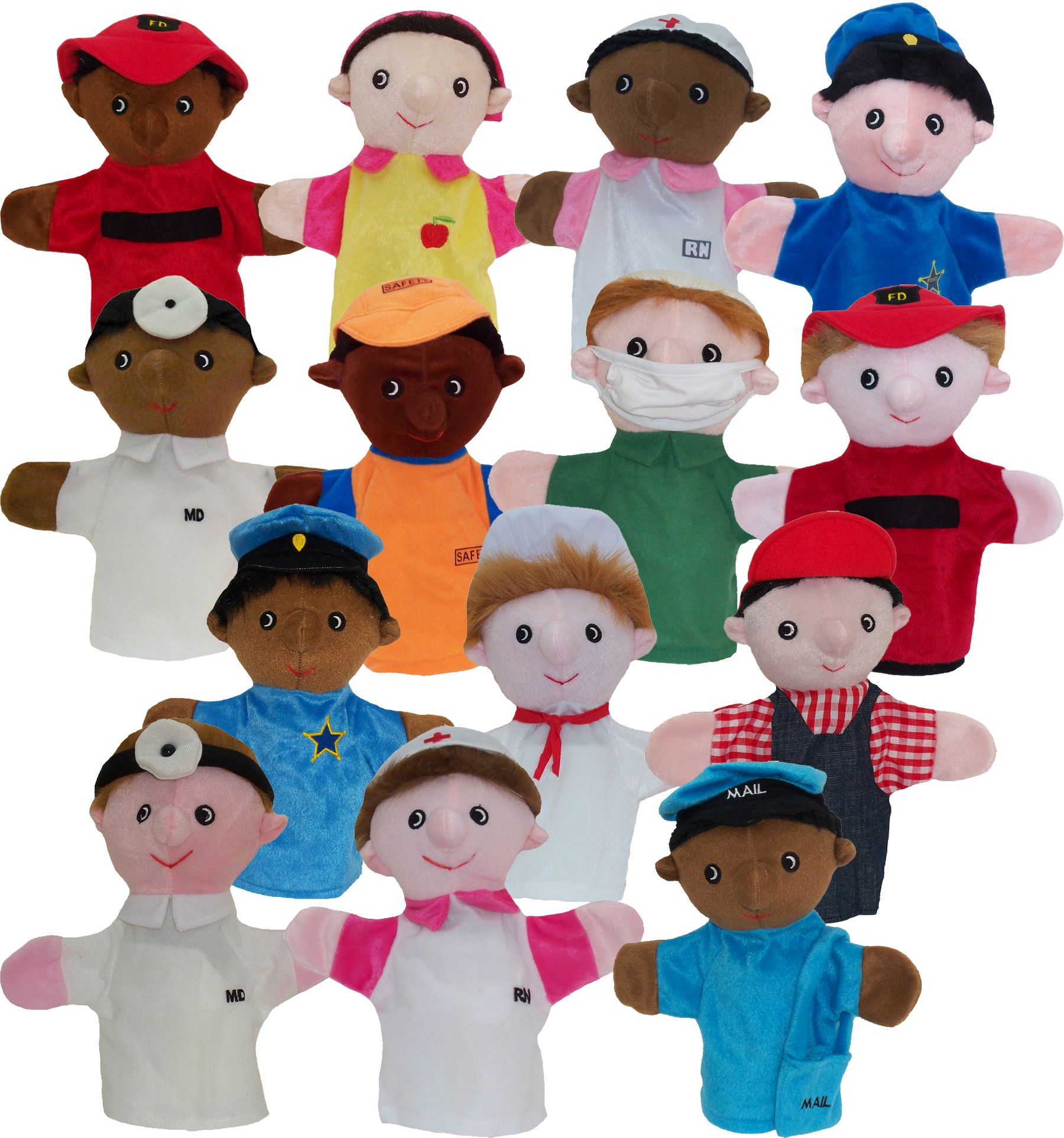 Picture of Get Ready 450999 Kids Multicultural Community Helper Puppets- Set of 14