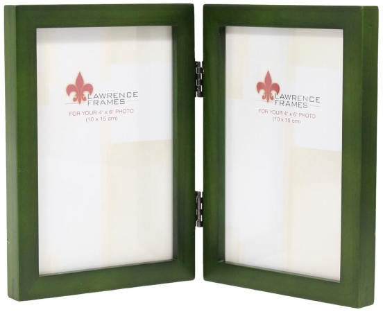 Hinged Double Wood Picture Frame Gallery - Green, 0.67 in.
