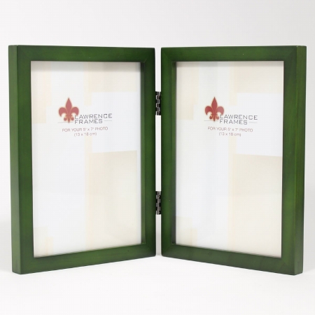 Hinged Double Wood Picture Frame Gallery - Green, 0.71 in.