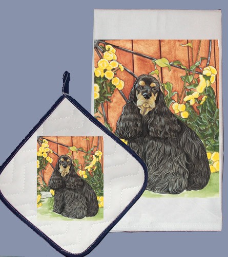 Picture of Pipsqueak Productions DP969 Cocker Spaniel Dish Towel And Pot Holder Set