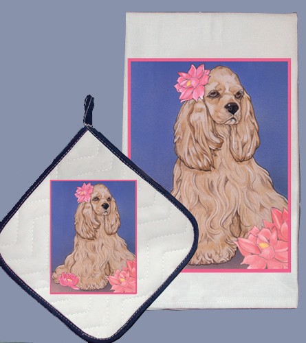 Picture of Pipsqueak Productions DP917 Cocker Spaniel Dish Towel And Pot Holder Set