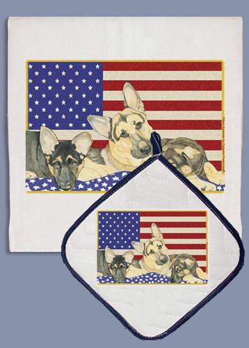 Picture of Pipsqueak Productions DP824PET German Shepherd Dish Towel And Pot Holder Set