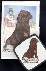 Picture of Pipsqueak Productions DP923 Chocolate Lab Dish Towel And Potholder