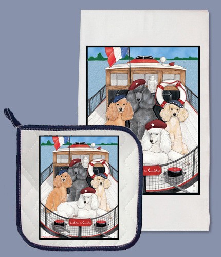 Picture of Pipsqueak Productions DP981B Poodle Dish Towel And Pot Holder Set