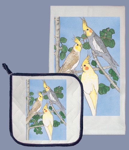 Picture of Pipsqueak Productions DP932 Cockatiel Dish Towel And Pot Holder Set