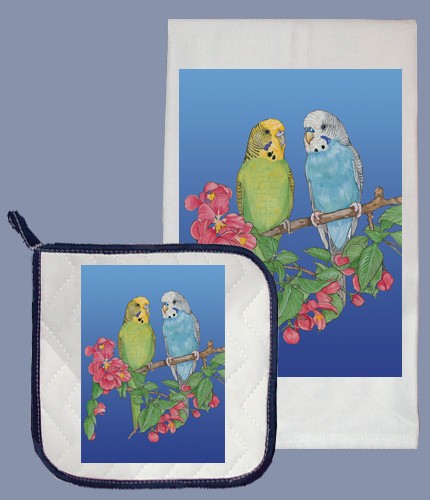Picture of Pipsqueak Productions DP973 Parakeet Dish Towel And Pot Holder Set