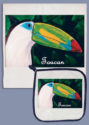 Picture of Pipsqueak Productions DP852 Toucan Dish Towel And Pot Holder Set