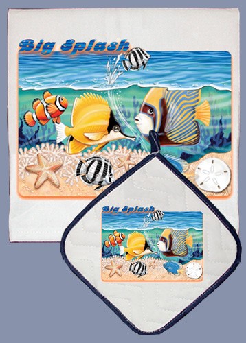 Picture of Pipsqueak Productions DP805 Tropical Fish Dish Towel And Pot Holder Set