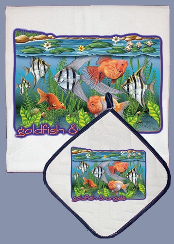 Picture of Pipsqueak Productions DP808 Goldfish and Angelfish Dish Towel And Pot Holder Set
