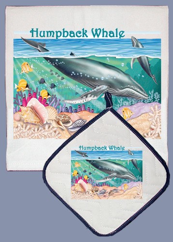 Picture of Pipsqueak Productions DP809 Humpback Whale Dish Towel And Pot Holder Set
