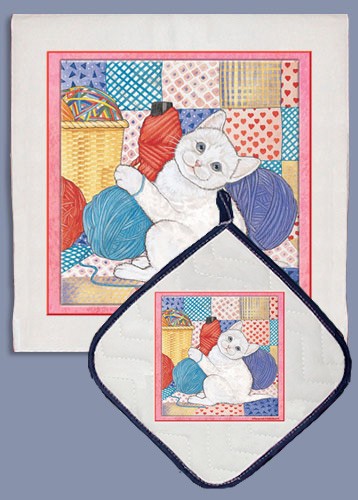 Picture of Pipsqueak Productions DP943 Cat Dish Towel And Pot Holder Set