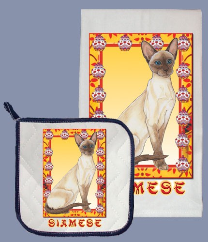Picture of Pipsqueak Productions DP988 Siamese Dish Towel And Pot Holder Set