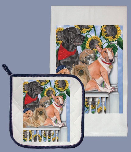 Picture of Pipsqueak Productions DP877 Dog Dish Towel And Pot Holder Set