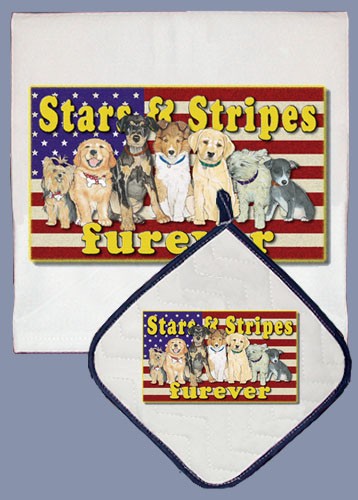 Picture of Pipsqueak Productions DP960 Dog Dish Towel And Pot Holder Set